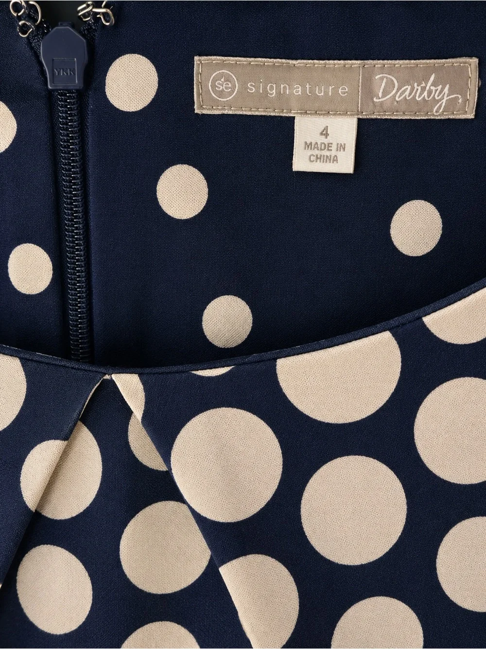 Dress Barn Navy and Beige Polka Dot Midi Dress - Picture 2 of 3